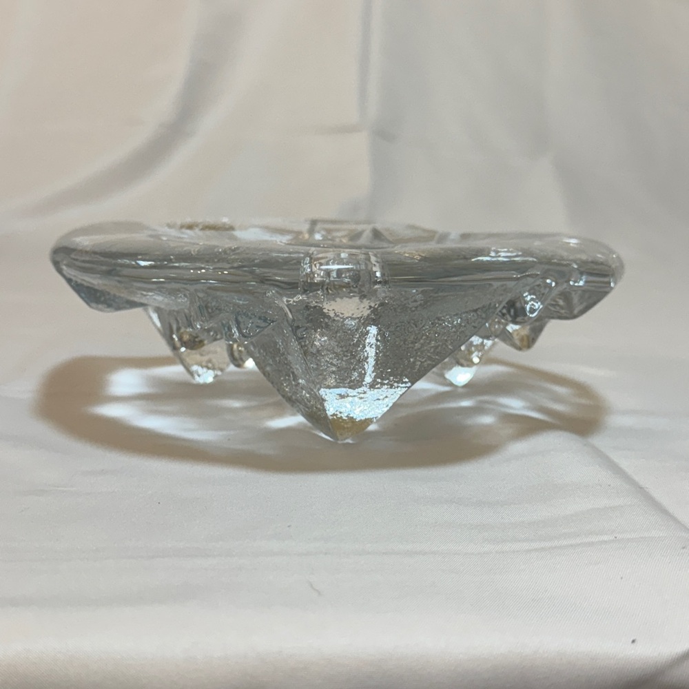 Vintage Crystal Blenko Triple Candle Holder